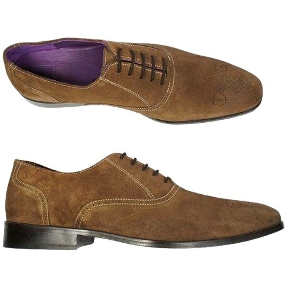 NEW Paul Drish Brown Suede Dress Shoes Mens 11 Leather Medallion-toe Oxfords 44 - Picture 6 of 11